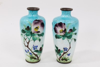 Lot 773 - Pair of Japanese cloisonné vases