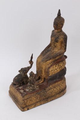 Lot 802 - Thai gilded bronze Buddha figure with attendant gods
