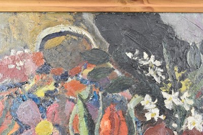 Lot 1112 - *Lucy Harwood (1893-1972), oil on canvas - Still Life, Flowers and Fruit, signed verso, 61cm x 46cm, framed