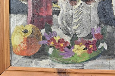 Lot 1112 - *Lucy Harwood (1893-1972), oil on canvas - Still Life, Flowers and Fruit, signed verso, 61cm x 46cm, framed