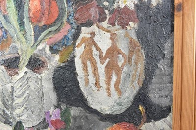 Lot 1112 - *Lucy Harwood (1893-1972), oil on canvas - Still Life, Flowers and Fruit, signed verso, 61cm x 46cm, framed