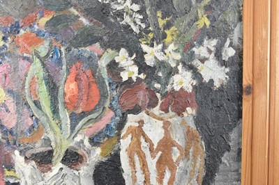 Lot 1112 - *Lucy Harwood (1893-1972), oil on canvas - Still Life, Flowers and Fruit, signed verso, 61cm x 46cm, framed