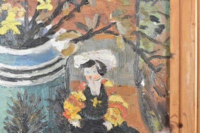 Lot 1113 - *Lucy Harwood (1893-1972) oil on canvas - Still Life, Winter Blossoms in an old Stein, signed verso, 61cm x 51cm, framed