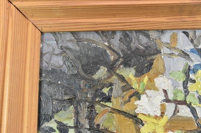 Lot 1113 - *Lucy Harwood (1893-1972) oil on canvas - Still Life, Winter Blossoms in an old Stein, signed verso, 61cm x 51cm, framed