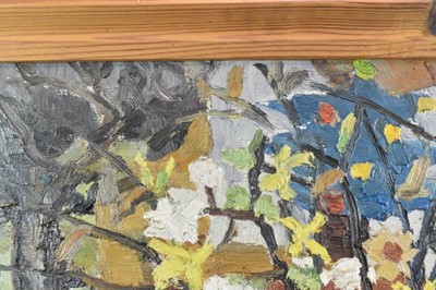 Lot 1113 - *Lucy Harwood (1893-1972) oil on canvas - Still Life, Winter Blossoms in an old Stein, signed verso, 61cm x 51cm, framed