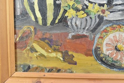 Lot 1113 - *Lucy Harwood (1893-1972) oil on canvas - Still Life, Winter Blossoms in an old Stein, signed verso, 61cm x 51cm, framed