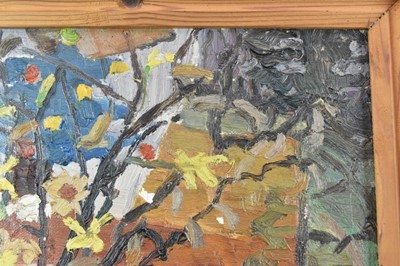 Lot 1113 - *Lucy Harwood (1893-1972) oil on canvas - Still Life, Winter Blossoms in an old Stein, signed verso, 61cm x 51cm, framed