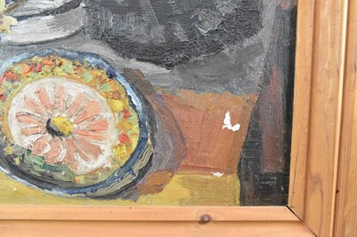 Lot 1113 - *Lucy Harwood (1893-1972) oil on canvas - Still Life, Winter Blossoms in an old Stein, signed verso, 61cm x 51cm, framed