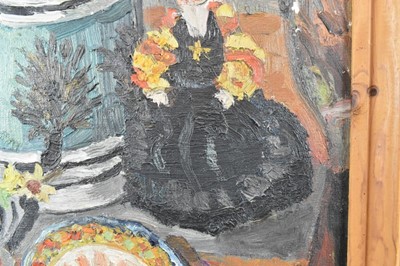 Lot 1113 - *Lucy Harwood (1893-1972) oil on canvas - Still Life, Winter Blossoms in an old Stein, signed verso, 61cm x 51cm, framed