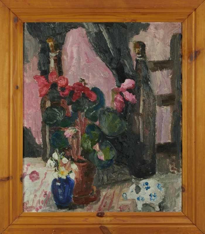 Lot 1114 - *Lucy Harwood (1893-1972) oil on canvas - Still Life Cyclamen, signed verso, 61cm x 51cm, framed
