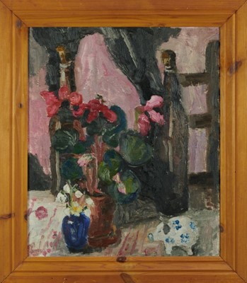 Lot 1114 - *Lucy Harwood (1893-1972) oil on canvas - Still Life Cyclamen, signed verso, 61cm x 51cm, framed