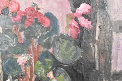 Lot 1114 - *Lucy Harwood (1893-1972) oil on canvas - Still Life Cyclamen, signed verso, 61cm x 51cm, framed