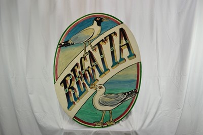 Lot 1117 - *Richard Bawden (b.1936) oil on panel signage for Regatta Restaurant , Aldeburgh