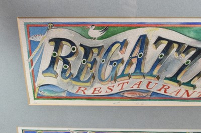 Lot 1118 - *Richard Bawden (b.1936) watercolour, design for Regatta Restaurant,, Aldeburgh