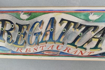 Lot 1118 - *Richard Bawden (b.1936) watercolour, design for Regatta Restaurant,, Aldeburgh