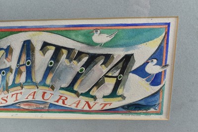 Lot 1118 - *Richard Bawden (b.1936) watercolour, design for Regatta Restaurant,, Aldeburgh