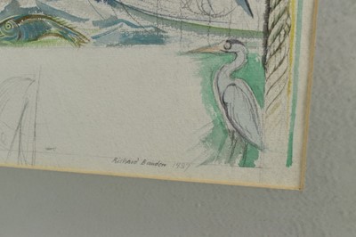 Lot 850 - *Richard Bawden (b.1936) watercolour, design for Regatta Restaurant, mural, Aldeburgh
