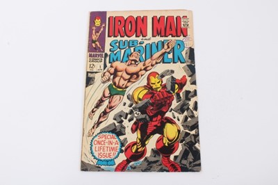 Lot 12 - Iron Man and Sub Mariner #1 1967, Pre dates both solo origins story's. Priced 12cent