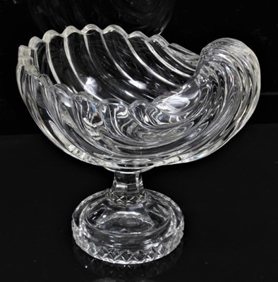 Lot 75 - 19th century sweetmeat glass, of shell form, raised on a faceted stem, 15.5cm high
