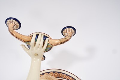 Lot 80 - A rare pair of majolica wall sconces, probably Minton