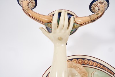 Lot 80 - A rare pair of majolica wall sconces, probably Minton