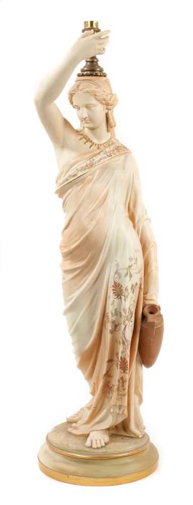 Lot 82 - Worcester blush ivory figural lamp