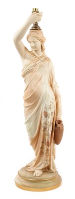Lot 82 - Worcester blush ivory figural lamp