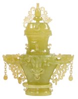 Lot 743 - Old Chinese green hardstone vase and cover...