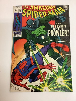 Lot 56 - The Amazing Spider-Man issue 66, 67, 68, 69, 70, 71, 72, 73, 74, 75, 76, 77 and 78. 1968 and 1969 priced 12 cents, 15 cents and 1/- (13)