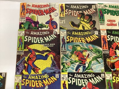 Lot 56 - The Amazing Spider-Man issue 66, 67, 68, 69, 70, 71, 72, 73, 74, 75, 76, 77 and 78. 1968 and 1969 priced 12 cents, 15 cents and 1/- (13)
