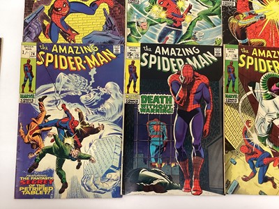 Lot 56 - The Amazing Spider-Man issue 66, 67, 68, 69, 70, 71, 72, 73, 74, 75, 76, 77 and 78. 1968 and 1969 priced 12 cents, 15 cents and 1/- (13)