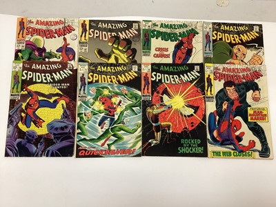 Lot 56 - The Amazing Spider-Man issue 66, 67, 68, 69, 70, 71, 72, 73, 74, 75, 76, 77 and 78. 1968 and 1969 priced 12 cents, 15 cents and 1/- (13)