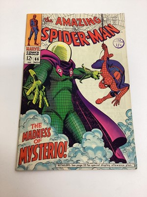 Lot 56 - The Amazing Spider-Man issue 66, 67, 68, 69, 70, 71, 72, 73, 74, 75, 76, 77 and 78. 1968 and 1969 priced 12 cents, 15 cents and 1/- (13)