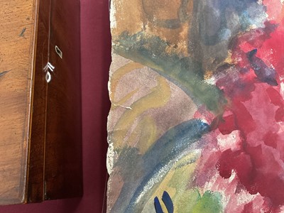 Lot 1172 - *Colin Moss (1914-2005) watercolour - Still life with book and pot plant, signed and dated '52, 78cm x 56cm, unframed