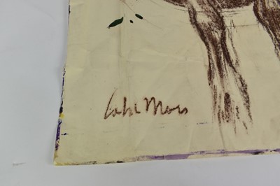Lot 1173 - *Colin Moss (1914-2005) chalk on paper - Cow study, signed, 90cm x 60cm, unframed