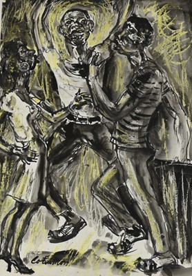 Lot 1174 - *Colin Moss (1914-2005) mixed media on paper - The Power of Music, signed, titled verso, 70cm x 51cm, unframed