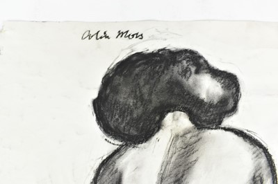 Lot 1176 - *Colin Moss (1914-2005) monochrome watercolour - Rugby scrum, signed, with charcoal nude study verso, also signed, 59.5cm x 84cm, unframed