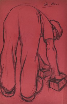 Lot 1178 - *Colin Moss (1914-2005) chalk on paper - Bricklayer, signed, 77.5cm x 52cm, unframed