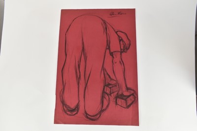 Lot 1178 - *Colin Moss (1914-2005) chalk on paper - Bricklayer, signed, 77.5cm x 52cm, unframed