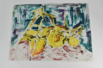 Lot 1163 - *Colin Moss (1914-2005) pen and watercolour  - Two men at camp, signed and dated ‘46, 40.5cm x 50.5cm, together with four other works by the same hand