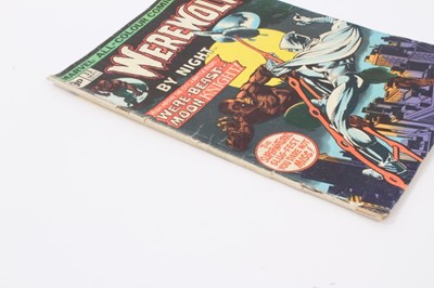 Lot 39 - 1975 Bronze Age Werewolf By Night #32 and #33, first appearance of Moon Knight. UK Variant, Priced 9p