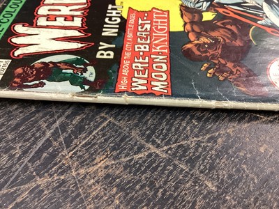Lot 39 - 1975 Bronze Age Werewolf By Night #32 and #33, first appearance of Moon Knight. UK Variant, Priced 9p