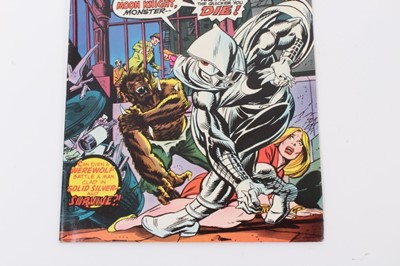 Lot 39 - 1975 Bronze Age Werewolf By Night #32 and #33, first appearance of Moon Knight. UK Variant, Priced 9p