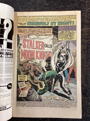 Lot 39 - 1975 Bronze Age Werewolf By Night #32 and #33, first appearance of Moon Knight. UK Variant, Priced 9p