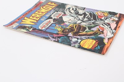 Lot 39 - 1975 Bronze Age Werewolf By Night #32 and #33, first appearance of Moon Knight. UK Variant, Priced 9p