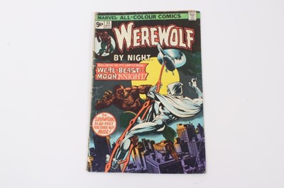Lot 39 - 1975 Bronze Age Werewolf By Night #32 and #33, first appearance of Moon Knight. UK Variant, Priced 9p