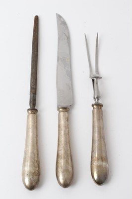 Lot 231 - 1960s Silver handled three piece carving set