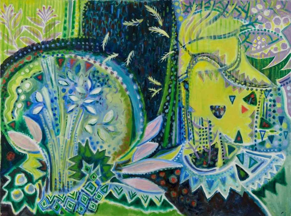 Lot 1258 - Audrey Pilkington (1922-2015) oil on canvas - Garden, 1990s, initialled, signed verso, 76cm x 102cm, unframed