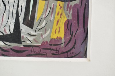 Lot 1261 - Audrey Pilkington (1922-2015) mixed media and collage, The Watcher, signed, 56cm x 41cm, in glazed frame