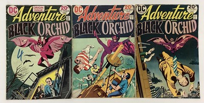 Lot 78 - DC Adventure Comics Presents Black Orchid 1973, #428 #429 #430. Origin and first appearance of Black Orchid. Priced 20c